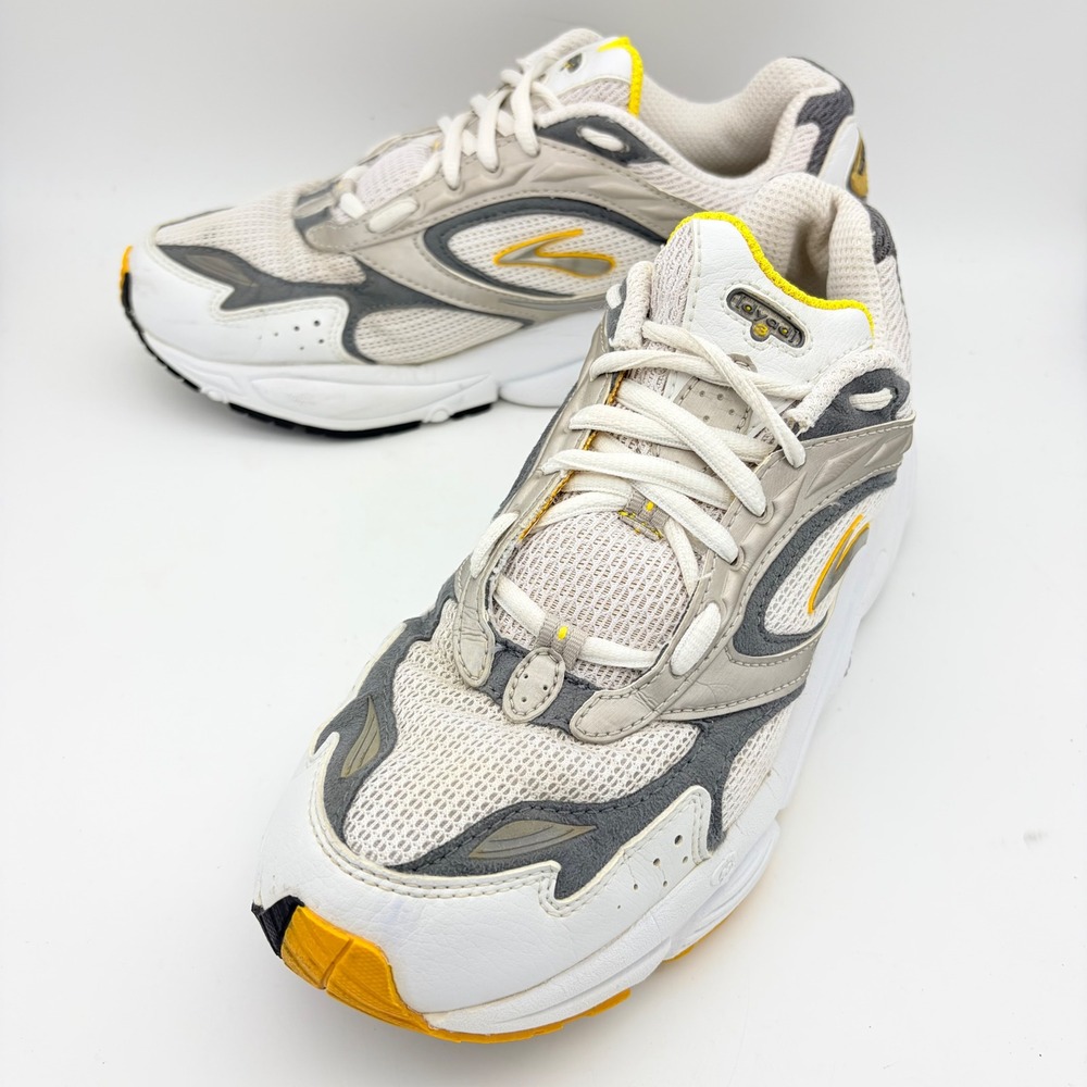 Brooks Dyad 3 White Grey Yellow Running Shoes Womens 10 Y2K Retro